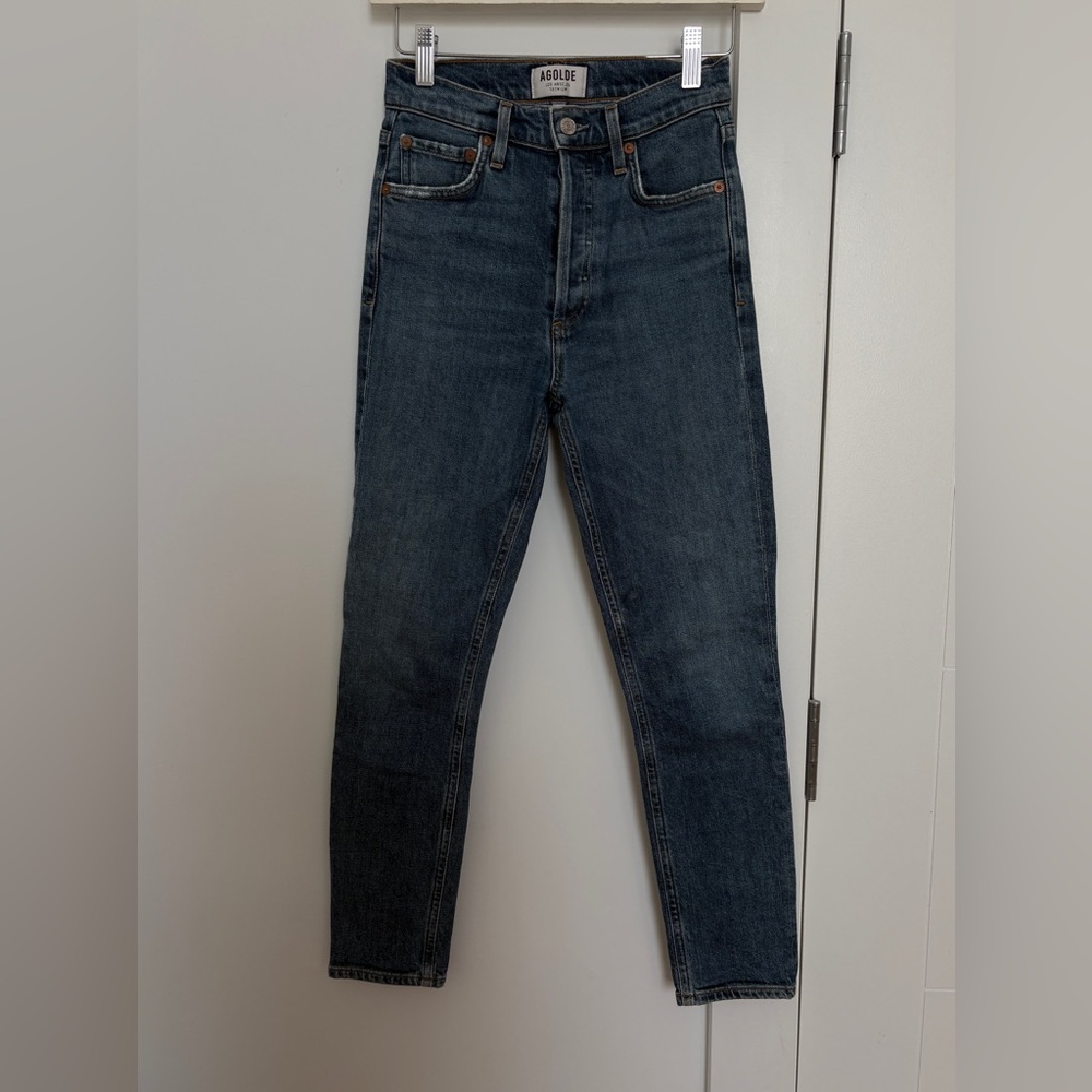 Agolde Women's Straight Leg Dark Blue Denim Jeans